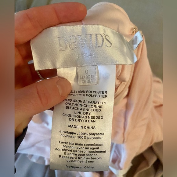 David’s Bridal Mesh Long Bridesmaid Dress with Criss Cross Back - Picture 4 of 8